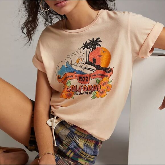 Anthropologie Tops - Anthropologie X Midnight Rider Huntington Beach Graphic Tee XS NWOT